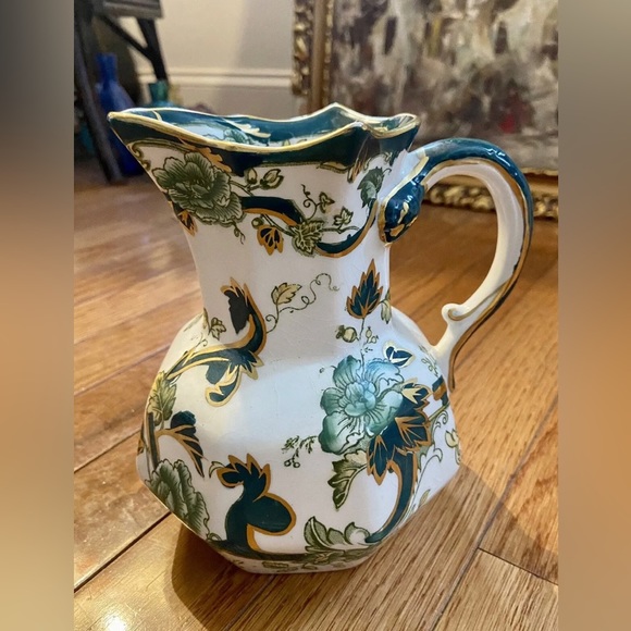 Mason’s Other - Mason's Ironstone Octagon Shape Hand painted squat Pitcher Chartreuse England
